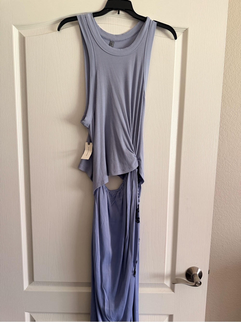 Anthropologie Periwinkle Twofer Slip Skirt dress with Black Lace Trim - Picture 4 of 4